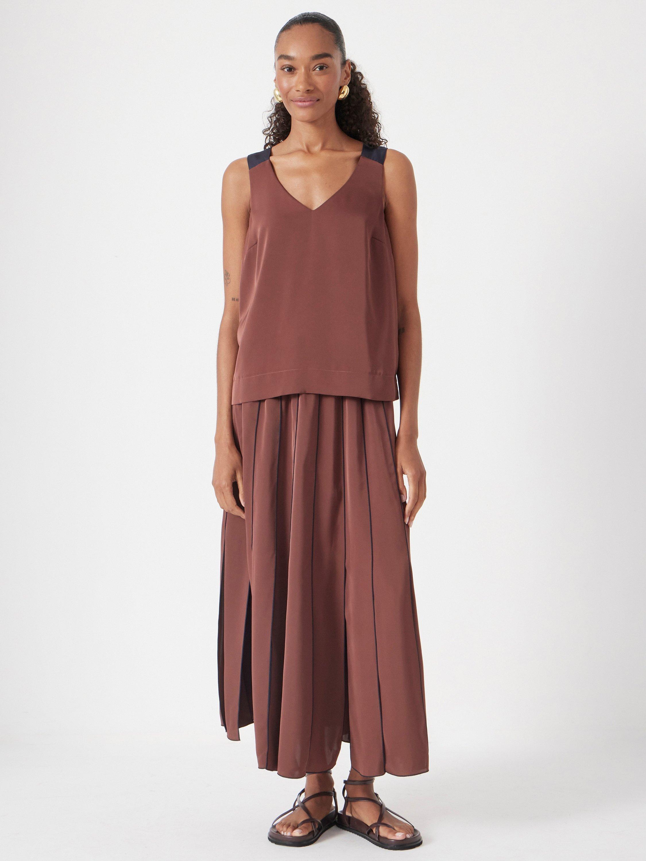 Product image 1 of 5, which shows HUSH Pippa Satin V-Neck Top, Burgundy Brown, 10