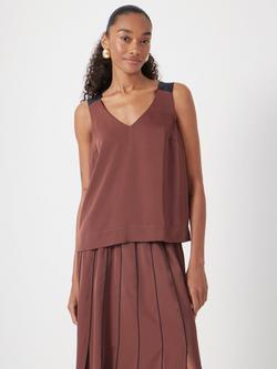 HUSH Pippa Satin V-Neck Top, Burgundy Brown - view 2, Burgundy Brown