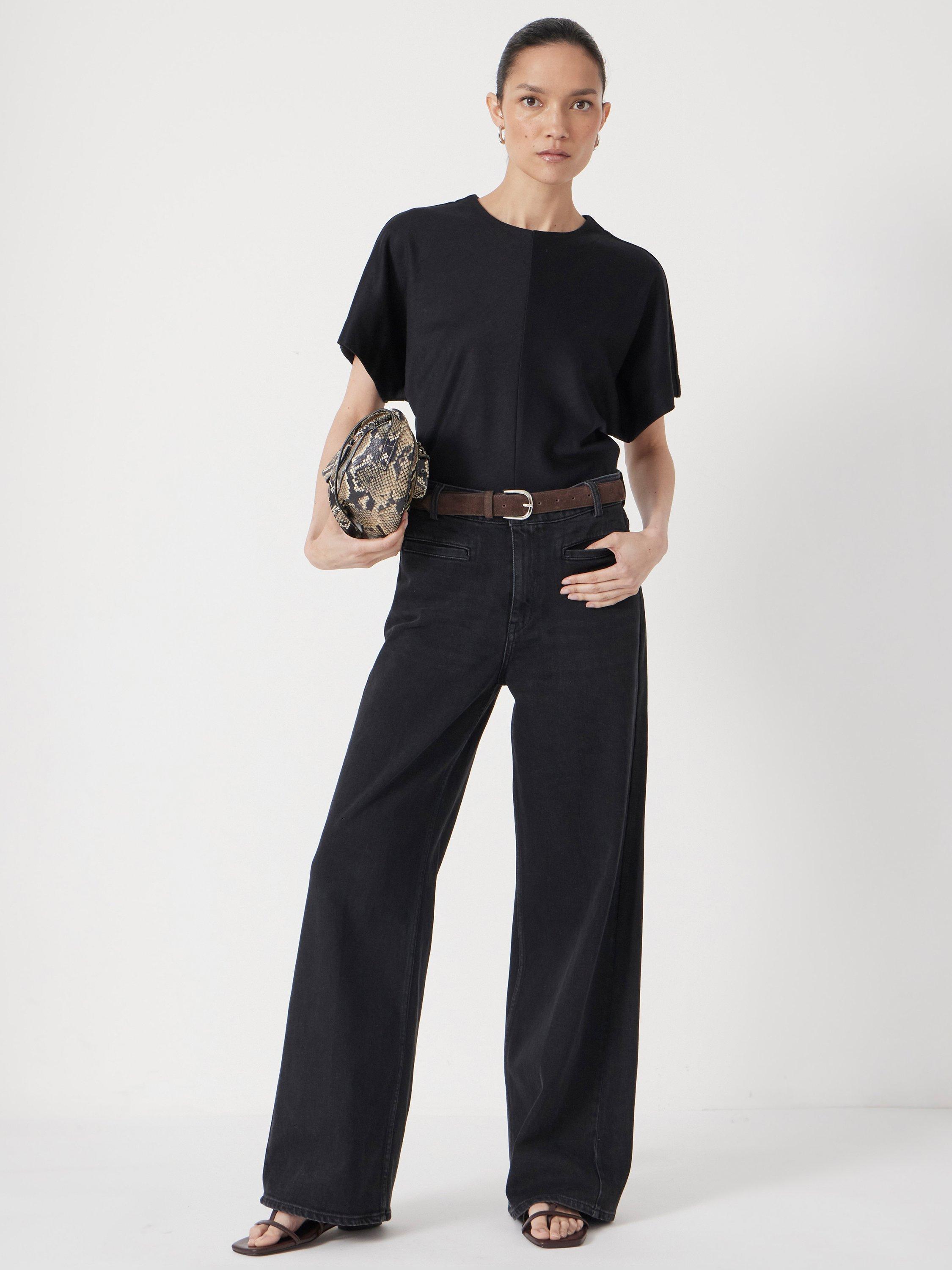 Product image 3 of 6, which shows HUSH Front Seam Grown On Sleeve Top, Black, L