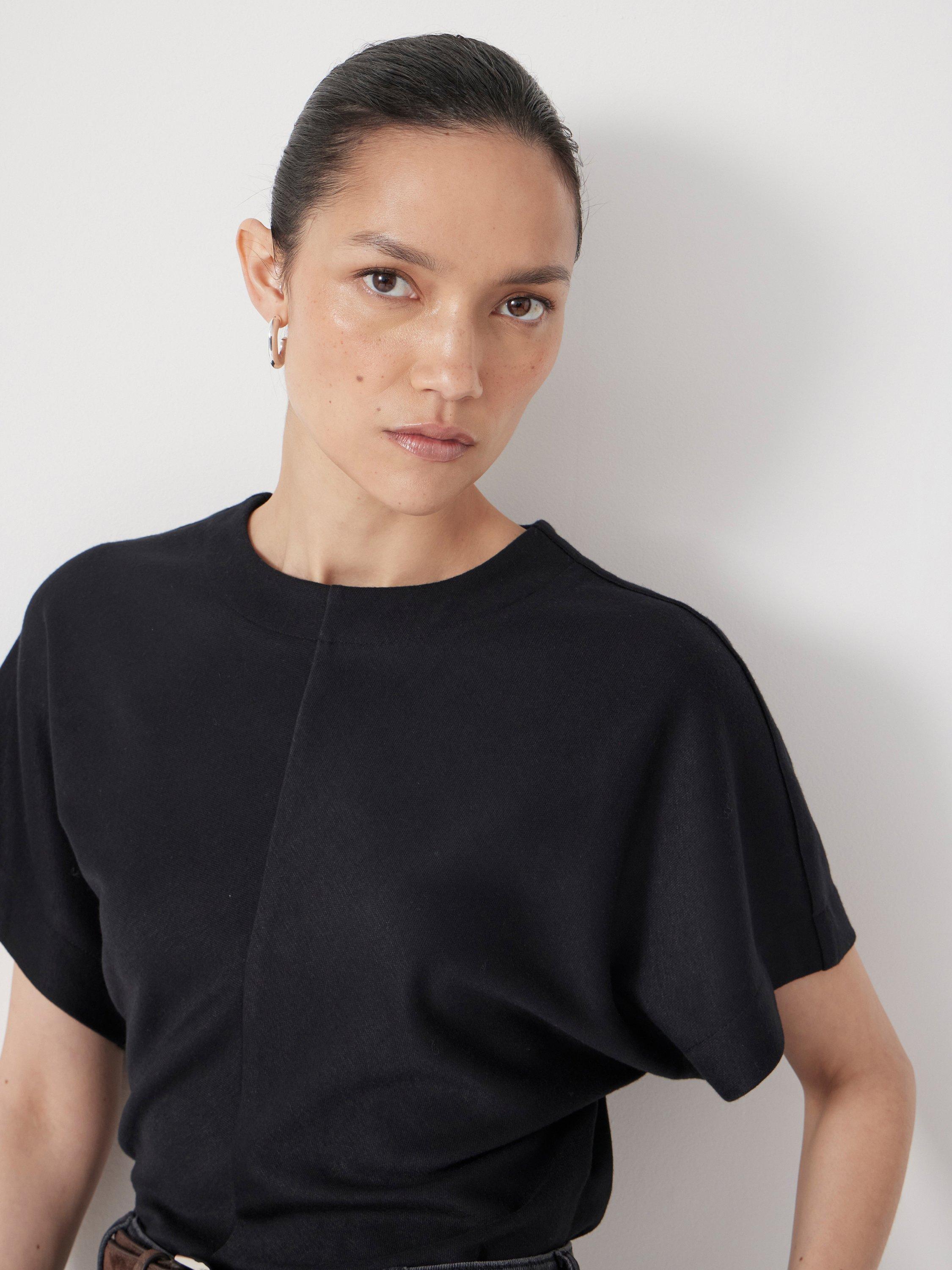 Product image 6 of 6, which shows HUSH Front Seam Grown On Sleeve Top, Black, L