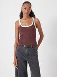HUSH Contrast Trim Vest Top, Rum Raisin