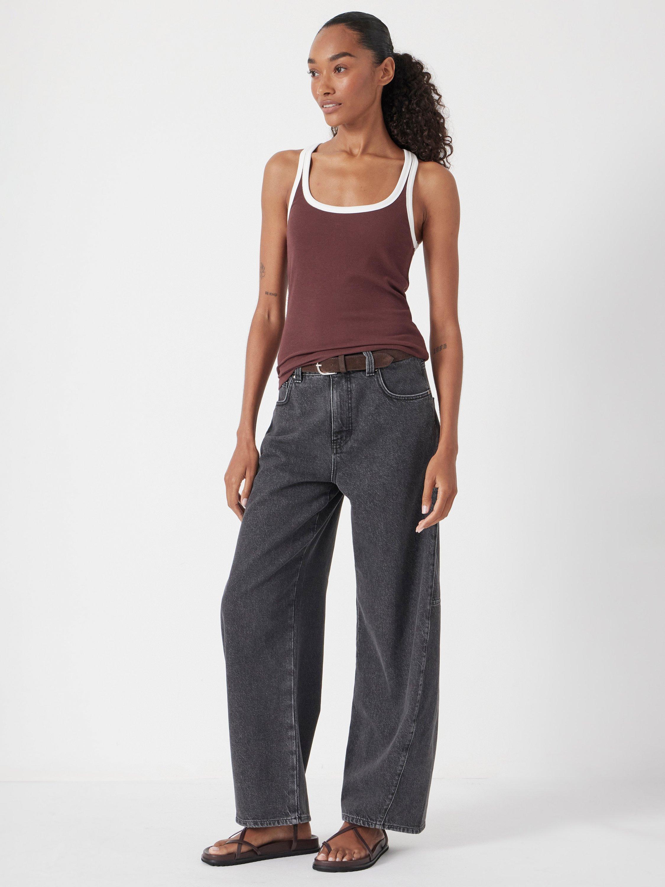 Product image 2 of 5, which shows HUSH Contrast Trim Vest Top, Rum Raisin, M