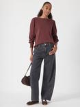 HUSH Emily Puff Sleeve Cotton Jersey Top, Rum Raisin