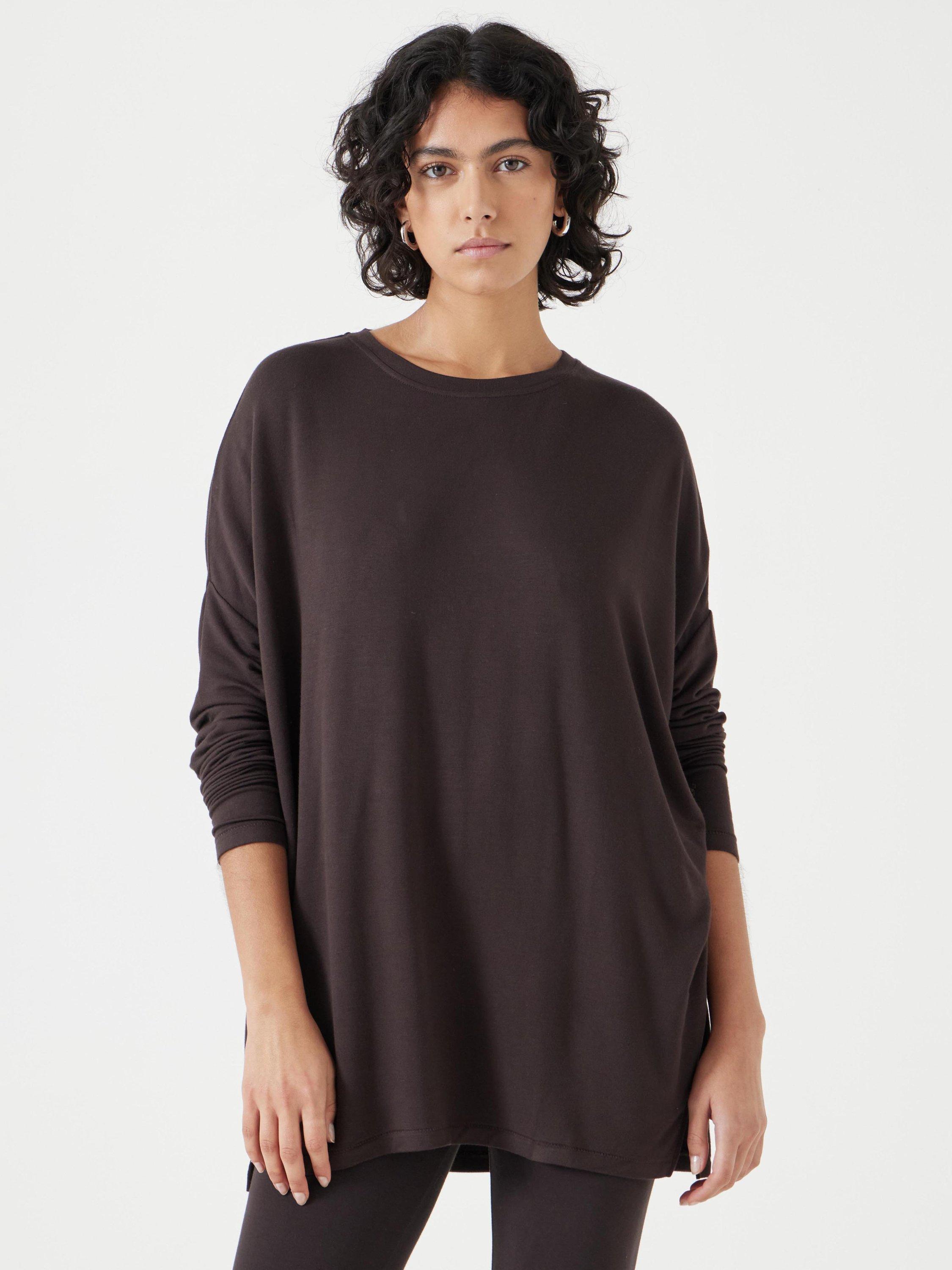 Product image 1 of 5, which shows HUSH Gillian Top, Chocolate Brown, XS-S