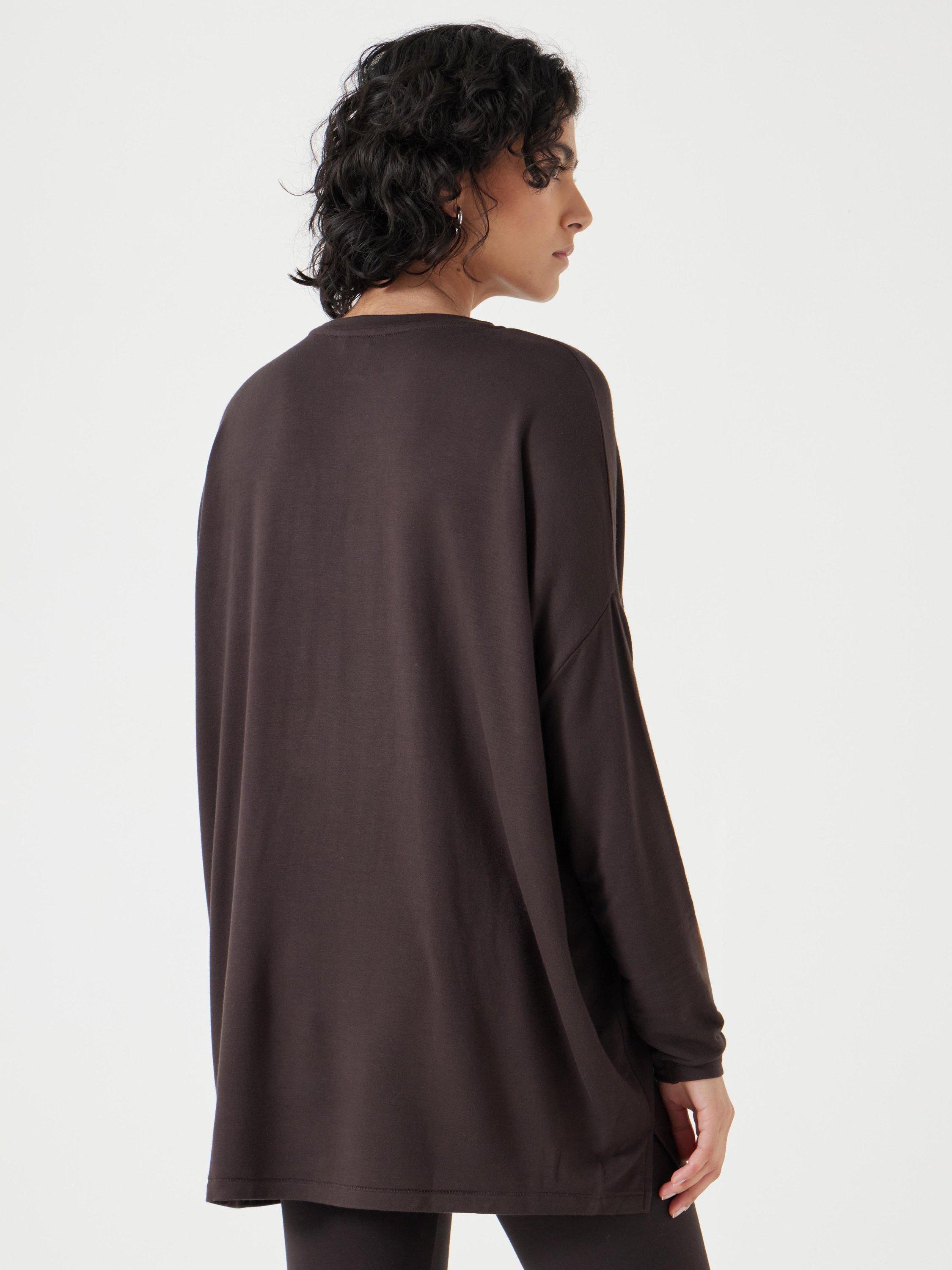 Product image 3 of 5, which shows HUSH Gillian Top, Chocolate Brown, XS-S
