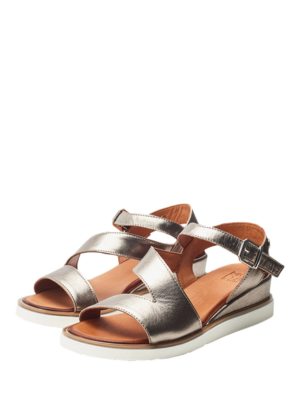 Moda in Pelle Kapur Leather Sandals - view 2, Pewter