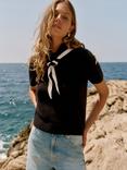 Mint Velvet Fitted Crew Neck Knit T-Shirt, Navy