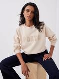 Mint Velvet Porto Embroidered Motif Sweatshirt, Natural
