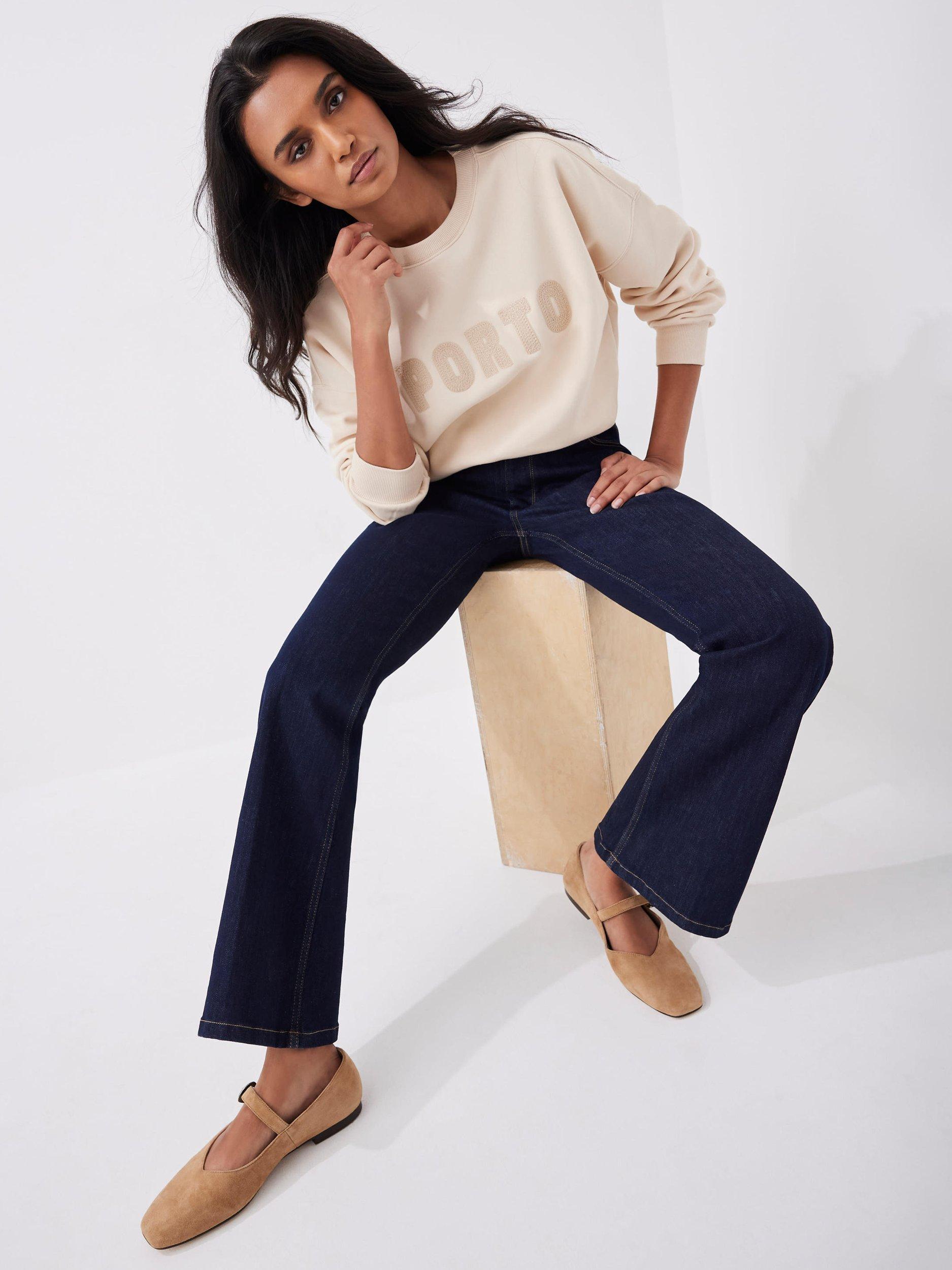 Product image 2 of 8, which shows Mint Velvet Porto Embroidered Motif Sweatshirt, Natural, XS