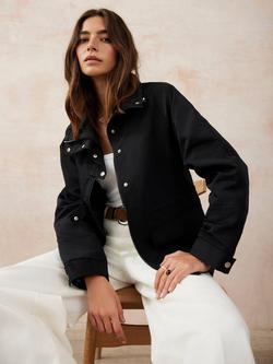 Mint Velvet High Neck Utility Parka Jacket, Black - view 2, Black