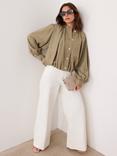 Mint Velvet Cropped Bubble Hem Jacket, Khaki