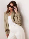 Mint Velvet Cropped Bubble Hem Jacket, Khaki