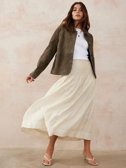 Mint Velvet Pintuck Waist Maxi Skirt, White Ivory - view 2, White Ivory