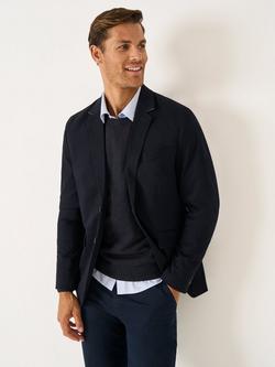 Crew Clothing Garbardine Cotton Blend Blazer, Navy Blue, Navy Blue
