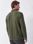Crew Clothing Cotton Blend Regular Fit Long Sleeve Polo Shirt, Olive Green