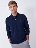 Crew Clothing Cotton Blend Regular Fit Long Sleeve Polo Shirt, Bright Blue