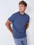 Crew Clothing Feeder Tipped Cotton Regular Fit Short Sleeve Stripe T-Shirt, Blue