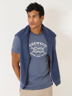 Crew Clothing Cotton Regular Fit Short Sleeve Marine Graphic T-Shirt, Blue/Grey, Blue/Grey