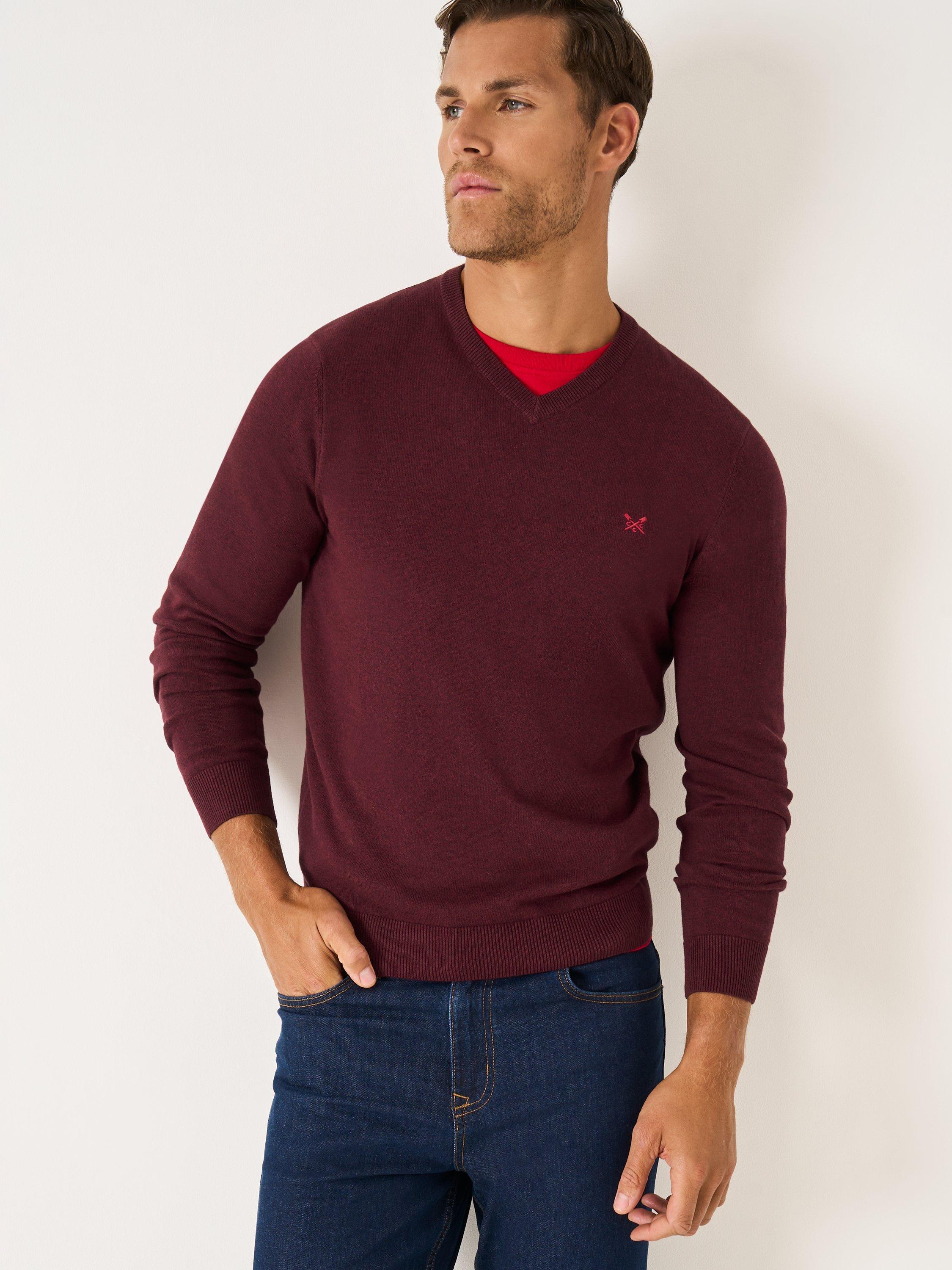 Product image 1 of 5, which shows Crew Clothing Cotton Long Sleeved Jumper, Red Wine, L
