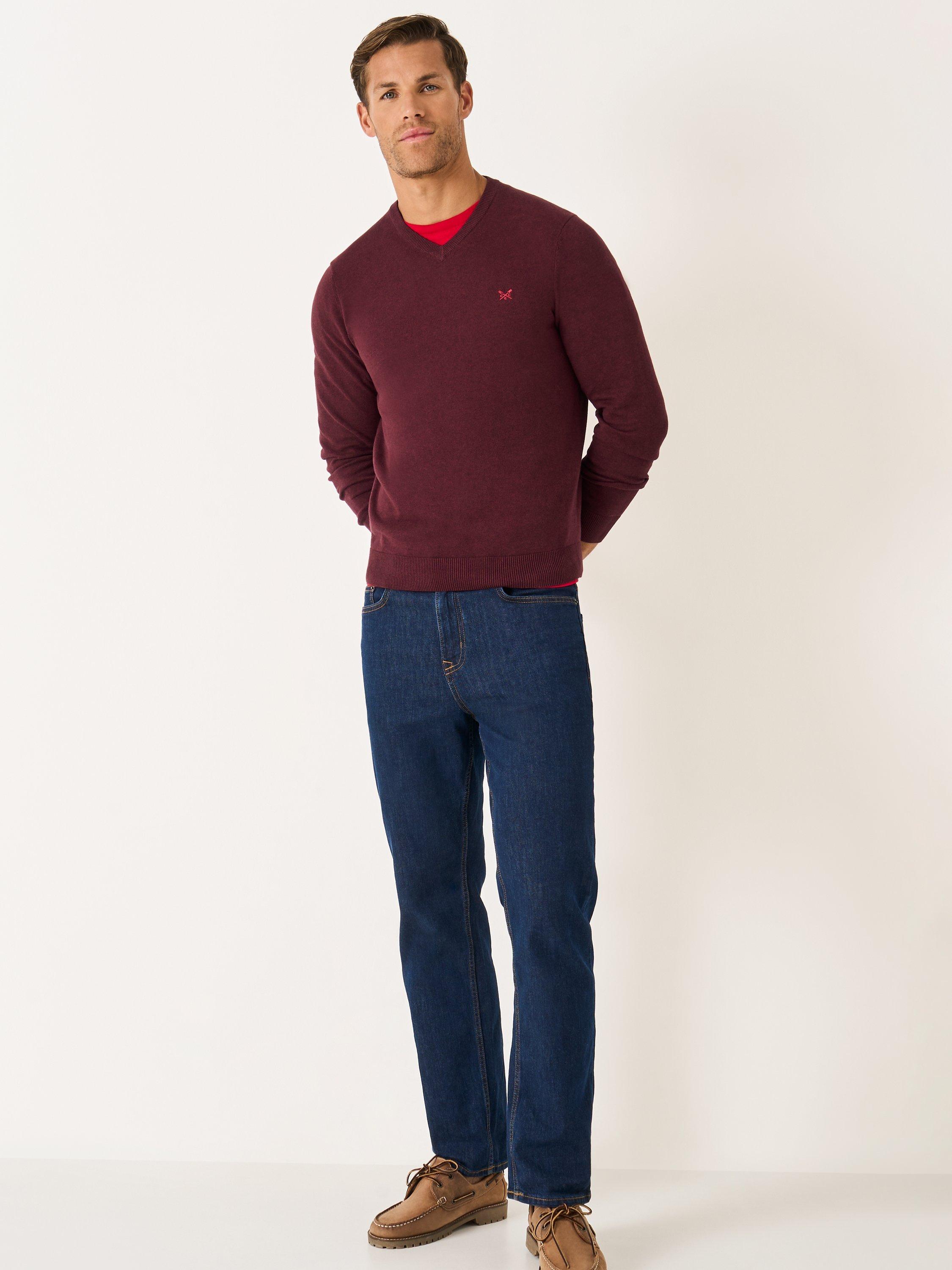 Product image 3 of 5, which shows Crew Clothing Cotton Long Sleeved Jumper, Red Wine, L