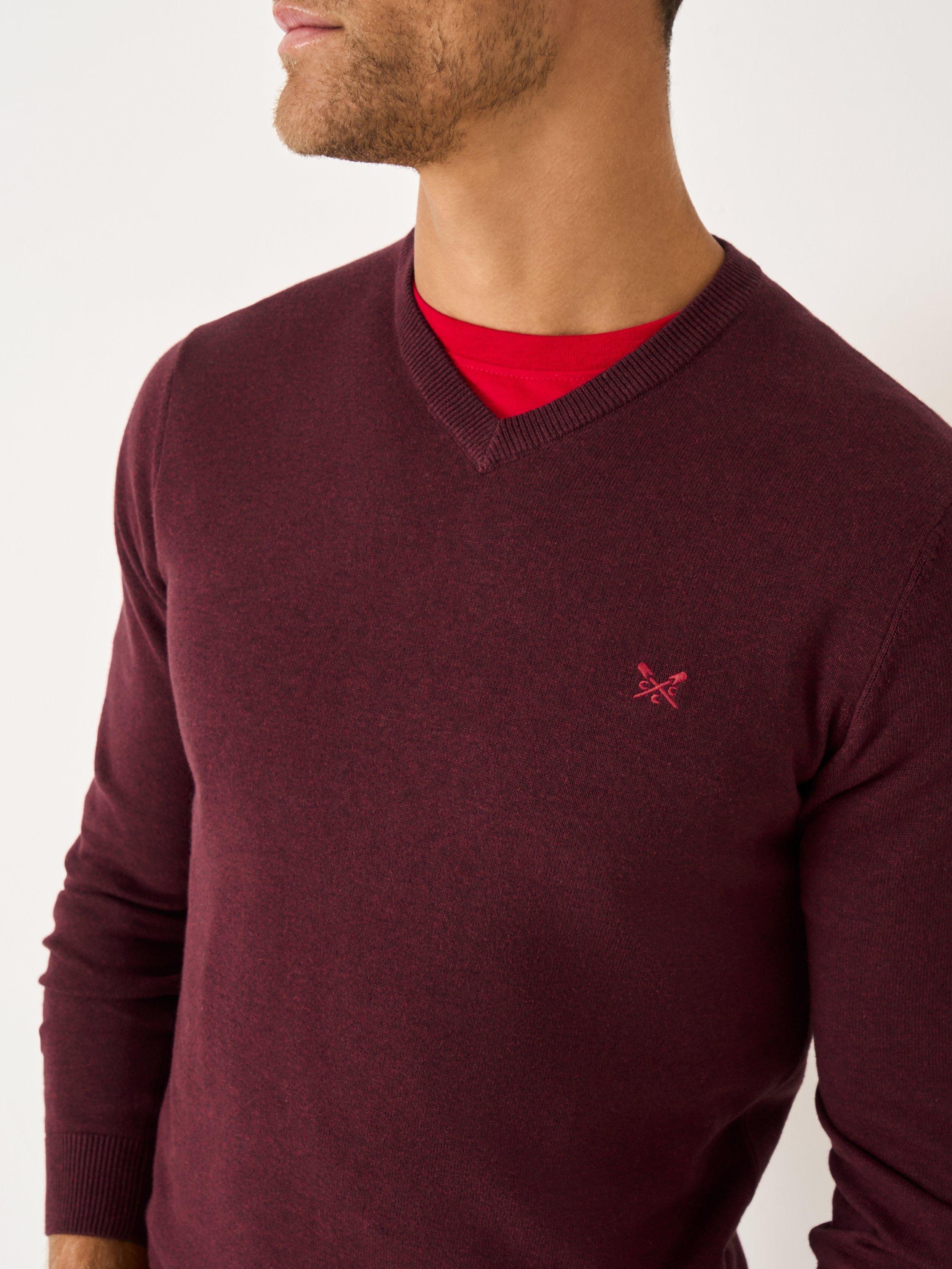 Product image 4 of 5, which shows Crew Clothing Cotton Long Sleeved Jumper, Red Wine, L