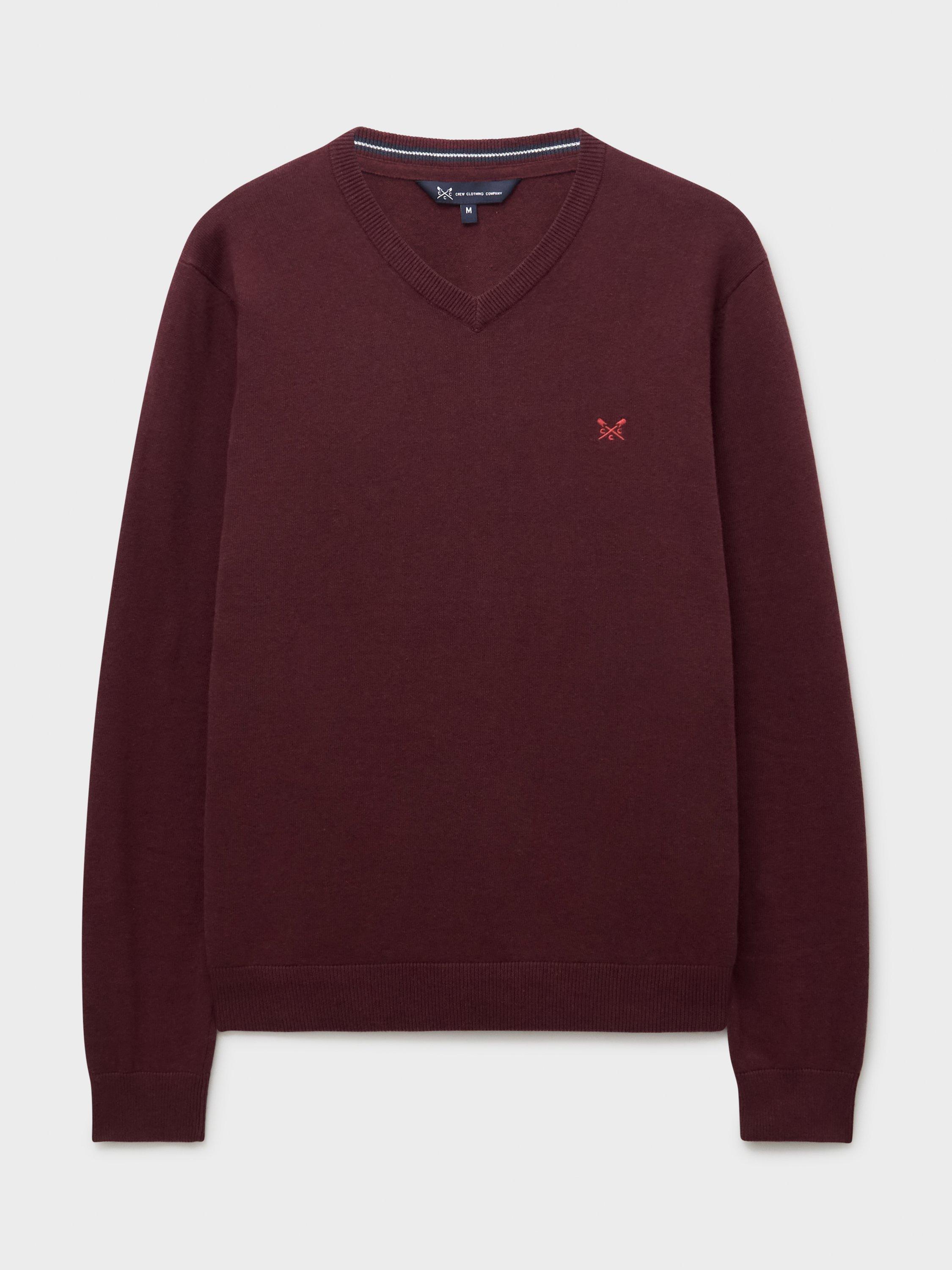Product image 5 of 5, which shows Crew Clothing Cotton Long Sleeved Jumper, Red Wine, L