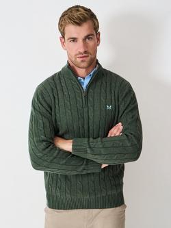 Crew Clothing Cable Knit Cotton Jumper, Forest Green, Dark Green