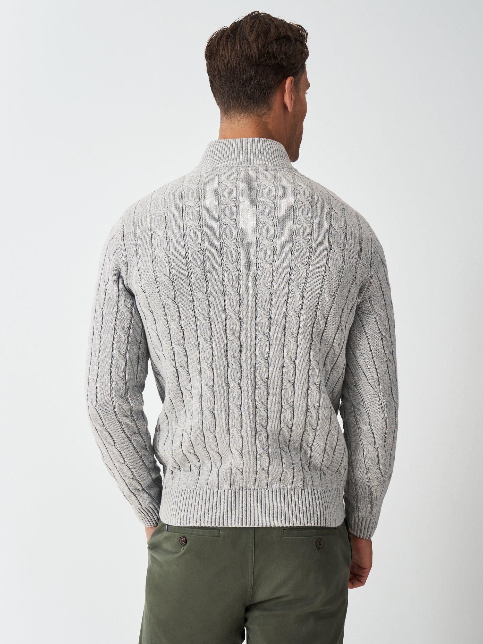 Product image 2 of 5, which shows Crew Clothing Cable Half Zip Jumper, Mid Grey, L