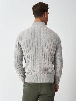 Crew Clothing Cable Half Zip Jumper, Mid Grey - view 2, Mid Grey