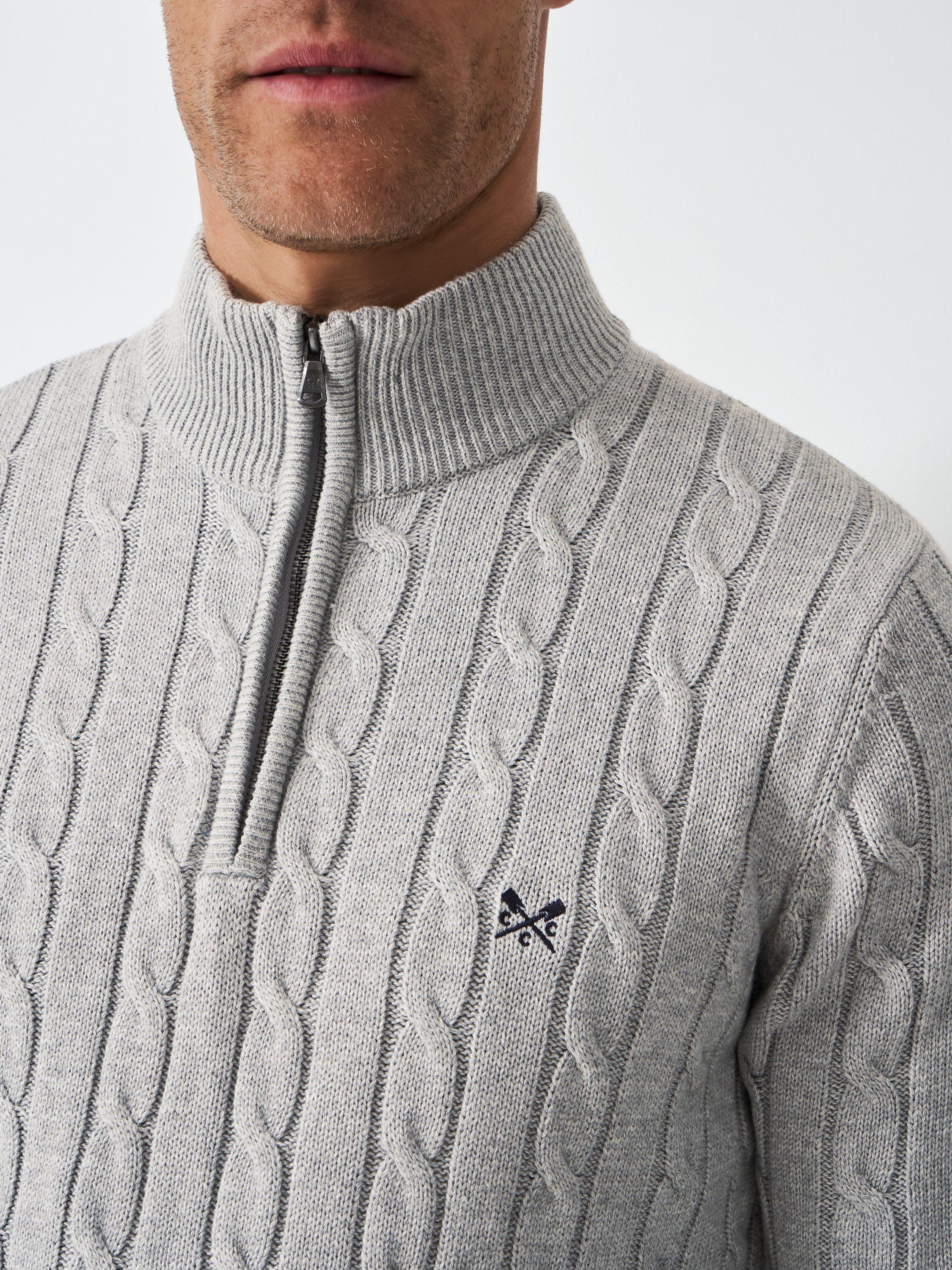 Product image 4 of 5, which shows Crew Clothing Cable Half Zip Jumper, Mid Grey, L