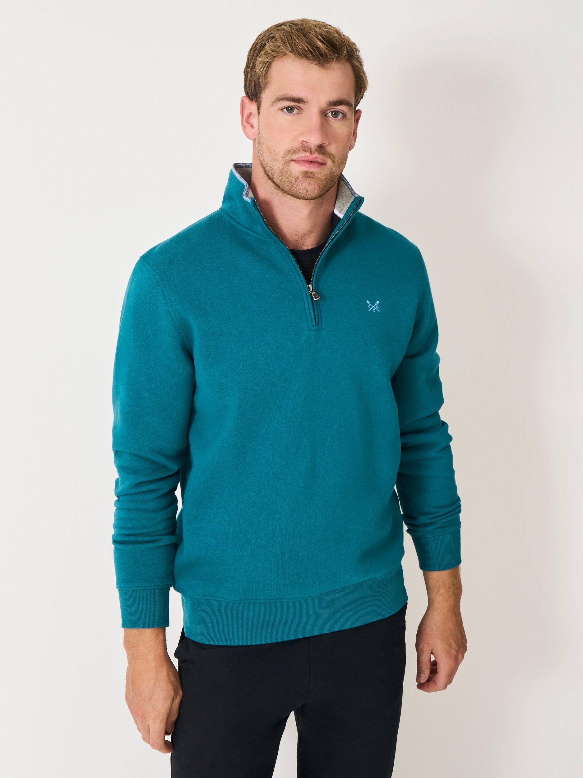 Product image 1 of 5, which shows Crew Clothing Classic Half Zip Sweatshirt, Cobalt Blue, XS