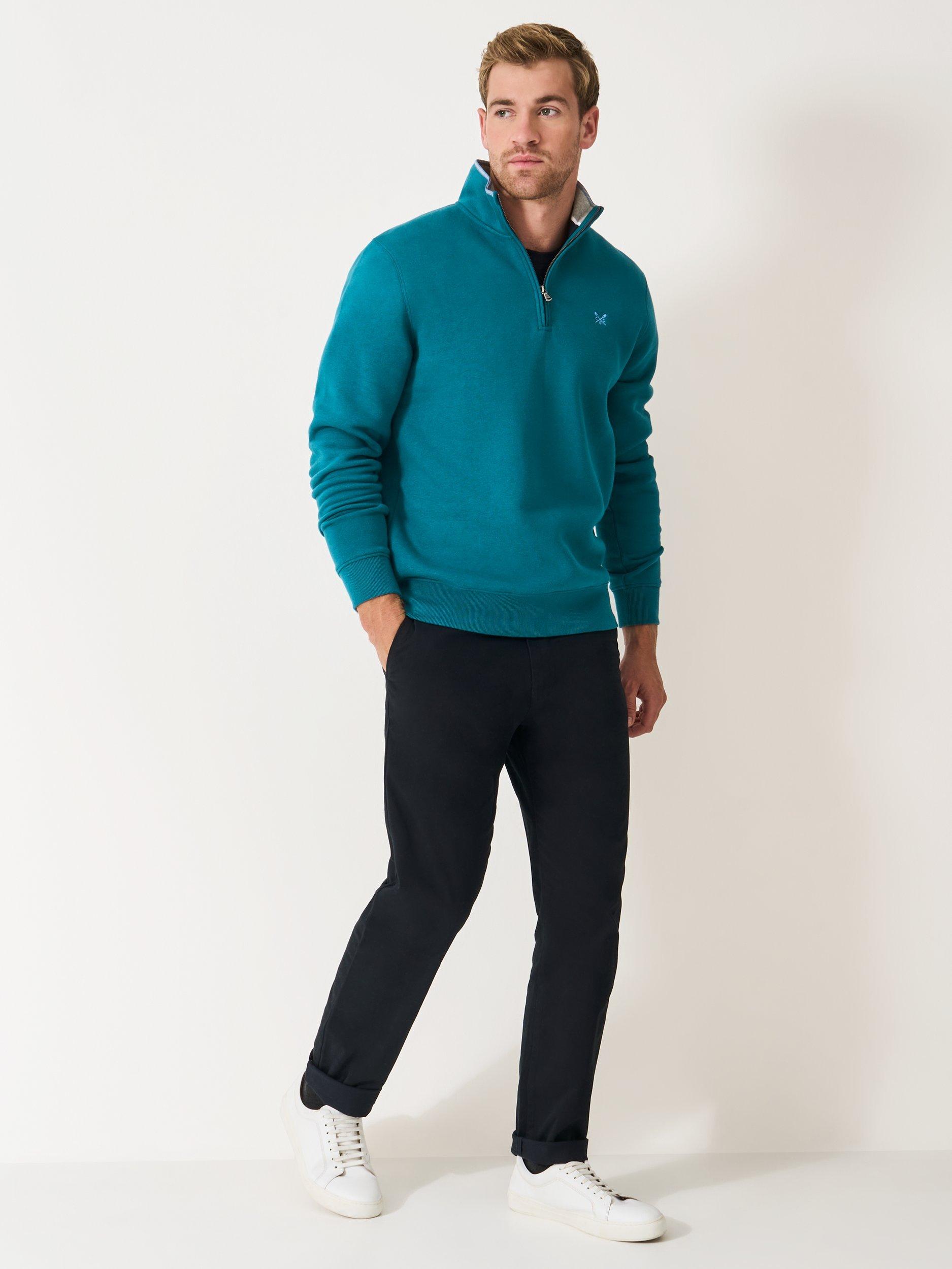 Product image 3 of 5, which shows Crew Clothing Classic Half Zip Sweatshirt, Cobalt Blue, XS