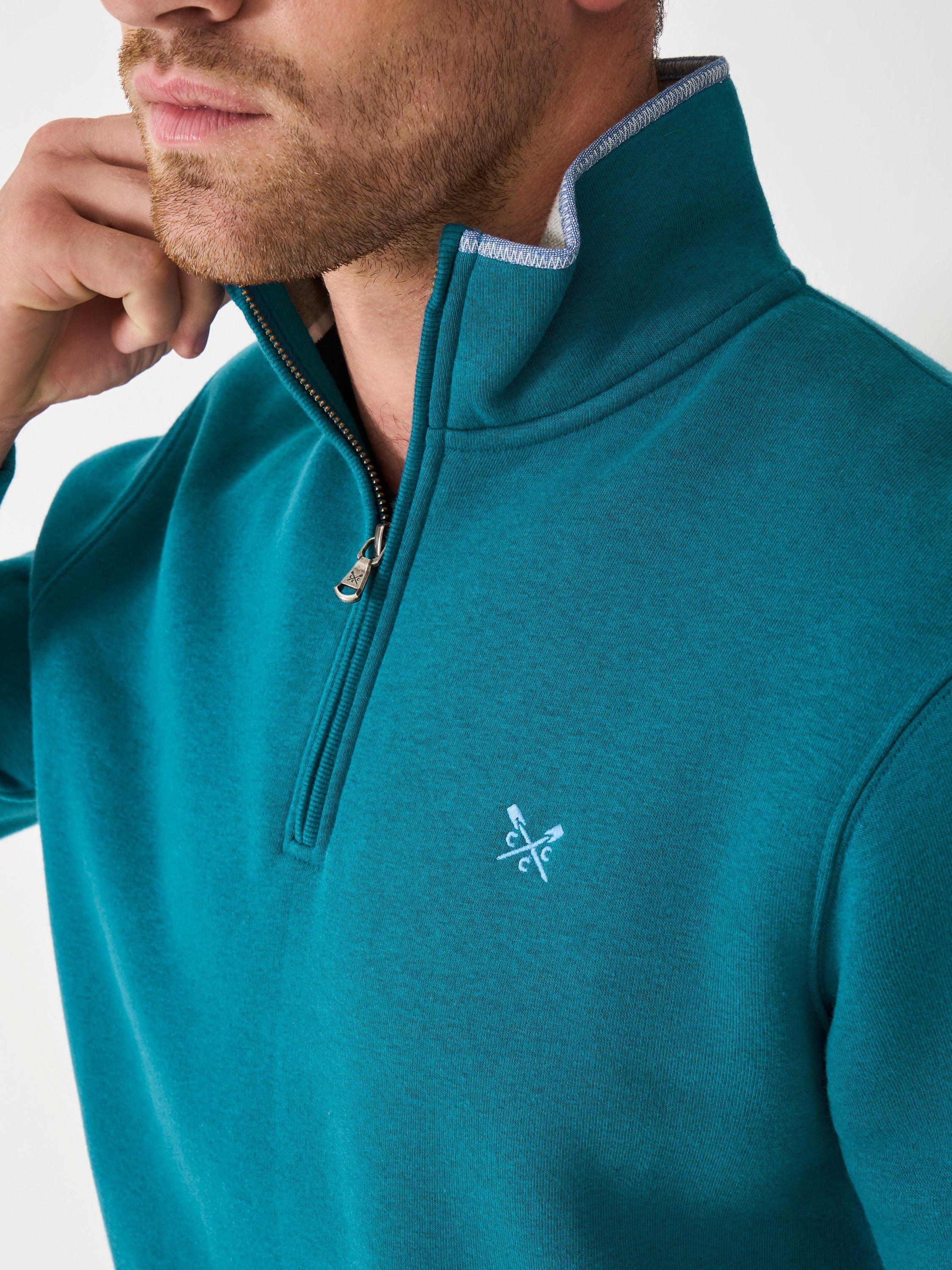 Product image 4 of 5, which shows Crew Clothing Classic Half Zip Sweatshirt, Cobalt Blue, XS