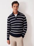 Crew Clothing Half Zip Stripe Cotton Jumper