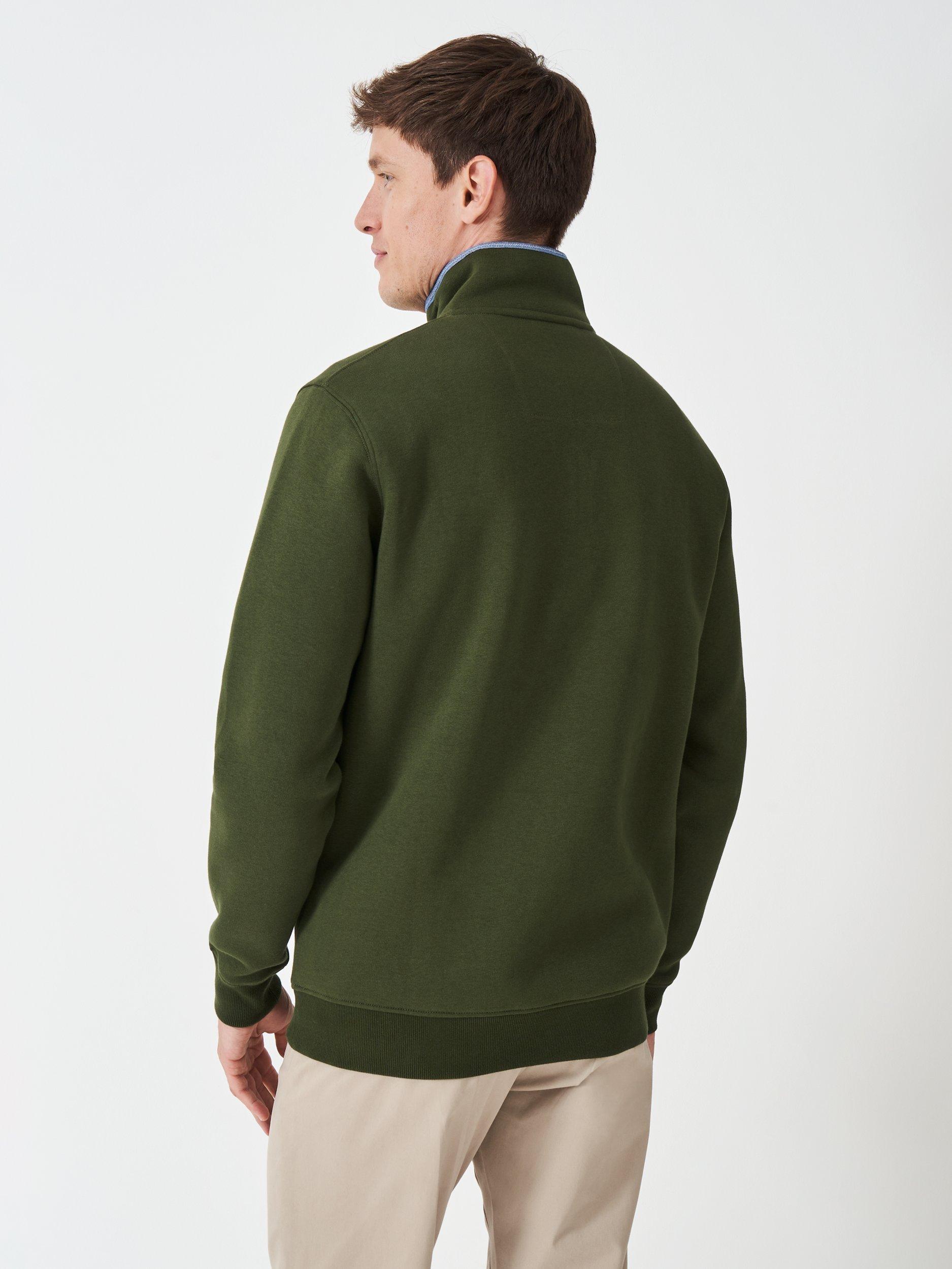 Product image 2 of 5, which shows Crew Clothing Classic Half Zip Sweatshirt, Olive Green, XS