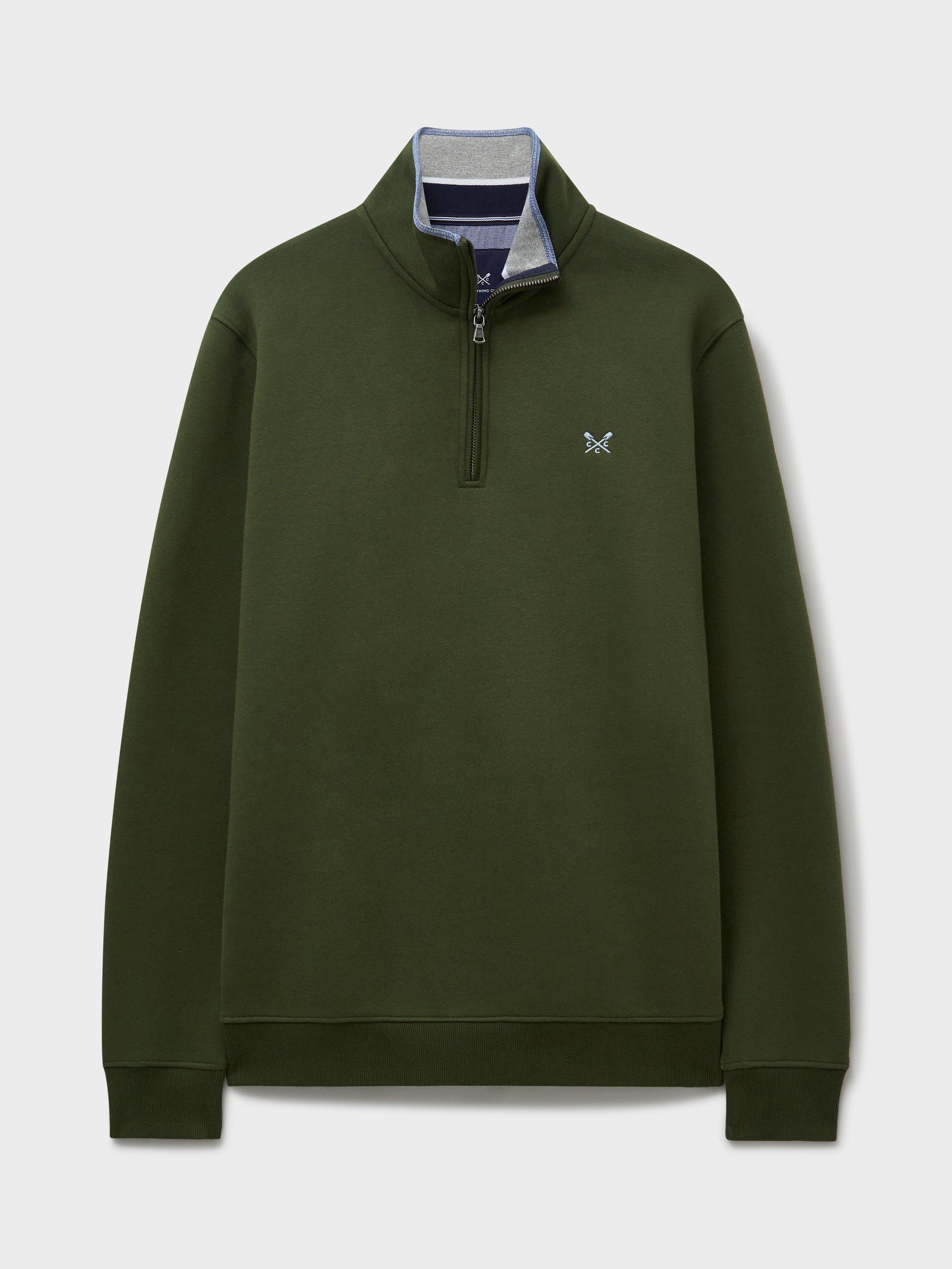 Product image 5 of 5, which shows Crew Clothing Classic Half Zip Sweatshirt, Olive Green, XS