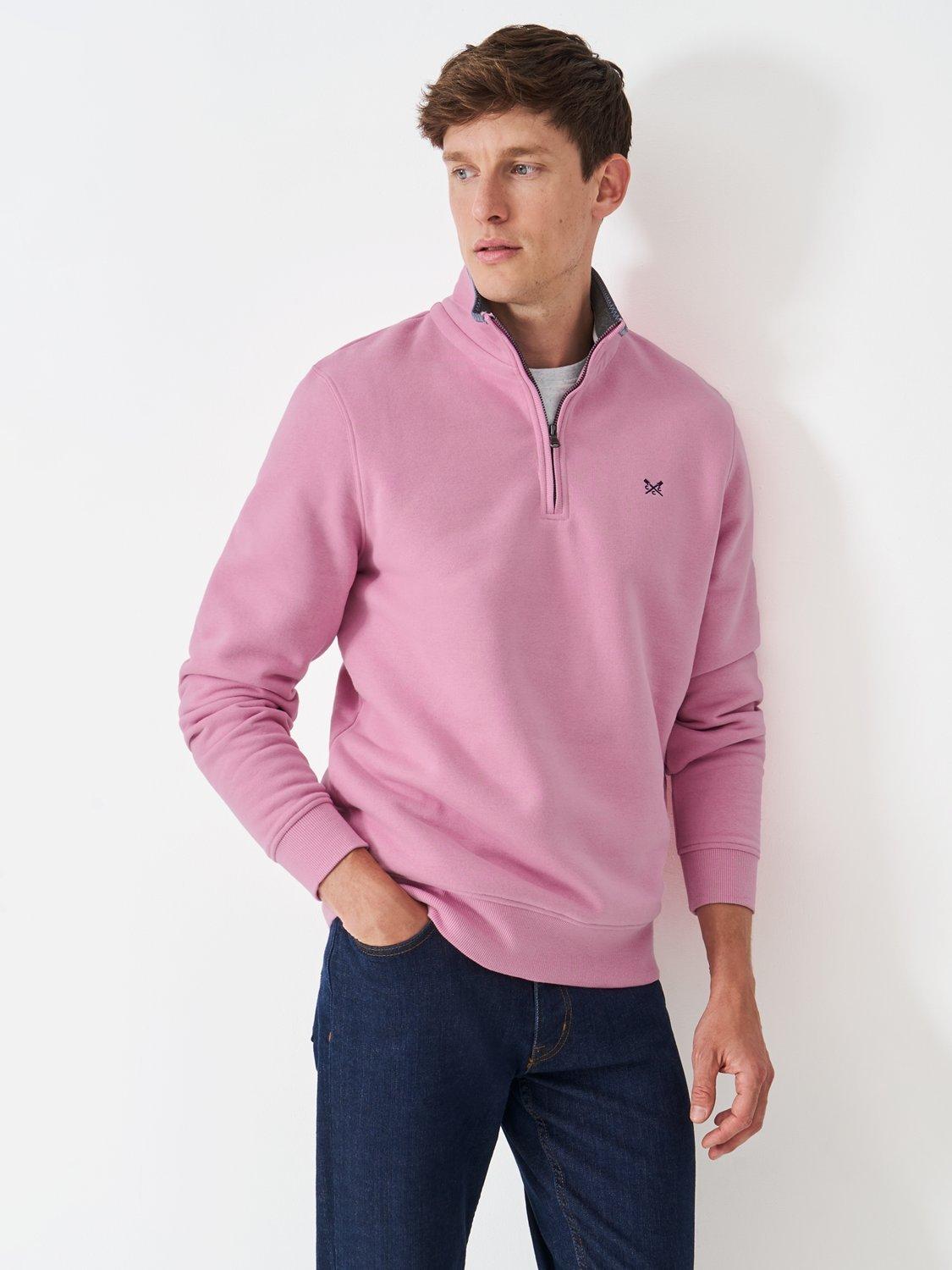 Product image 1 of 5, which shows Crew Clothing Cotton Blend Half-Zip Jumper, Rose, XS