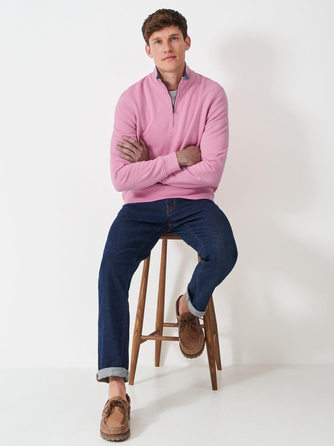Product image 3 of 5, which shows Crew Clothing Cotton Blend Half-Zip Jumper, Rose, XS