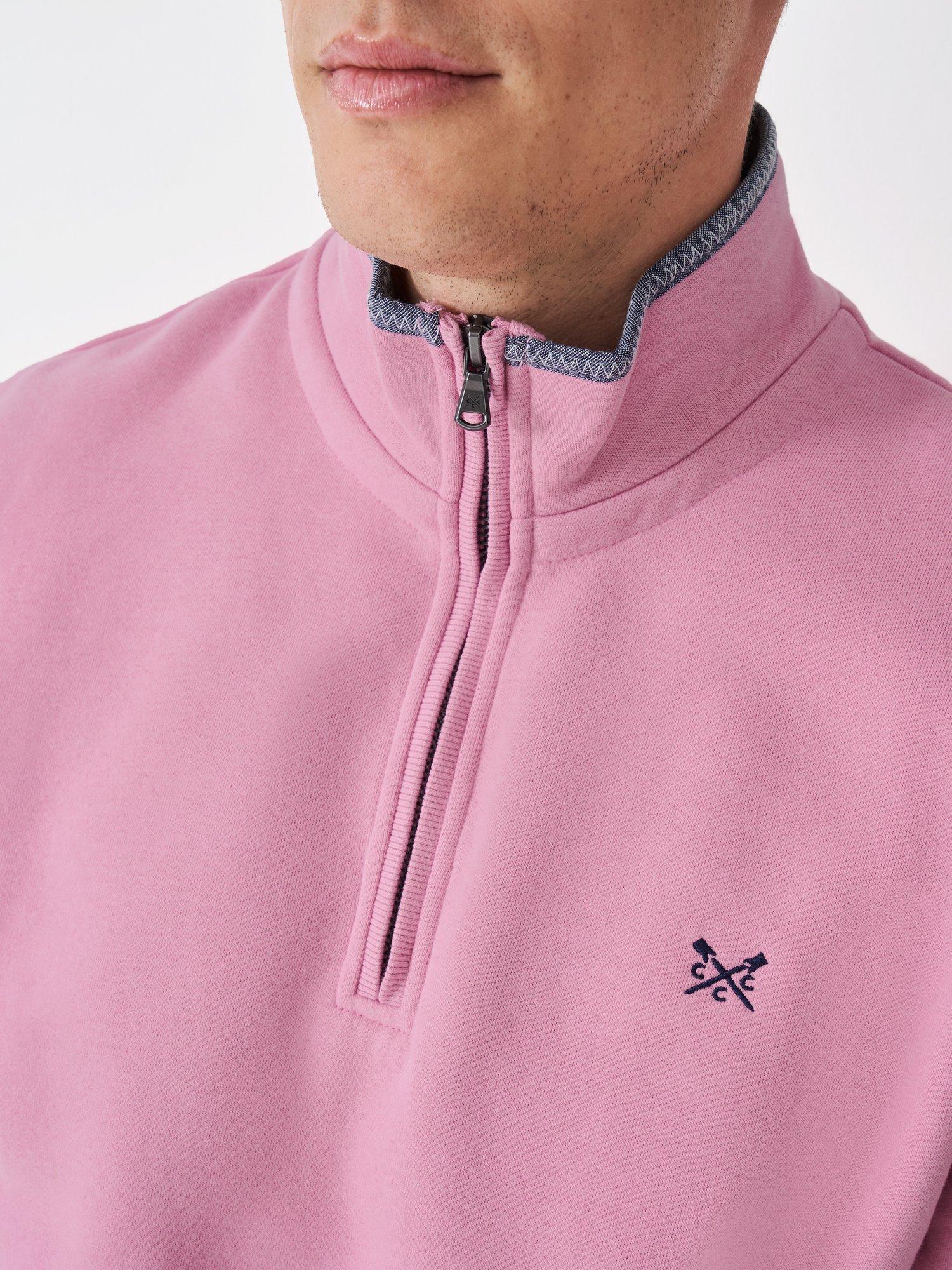 Product image 4 of 5, which shows Crew Clothing Cotton Blend Half-Zip Jumper, Rose, XS