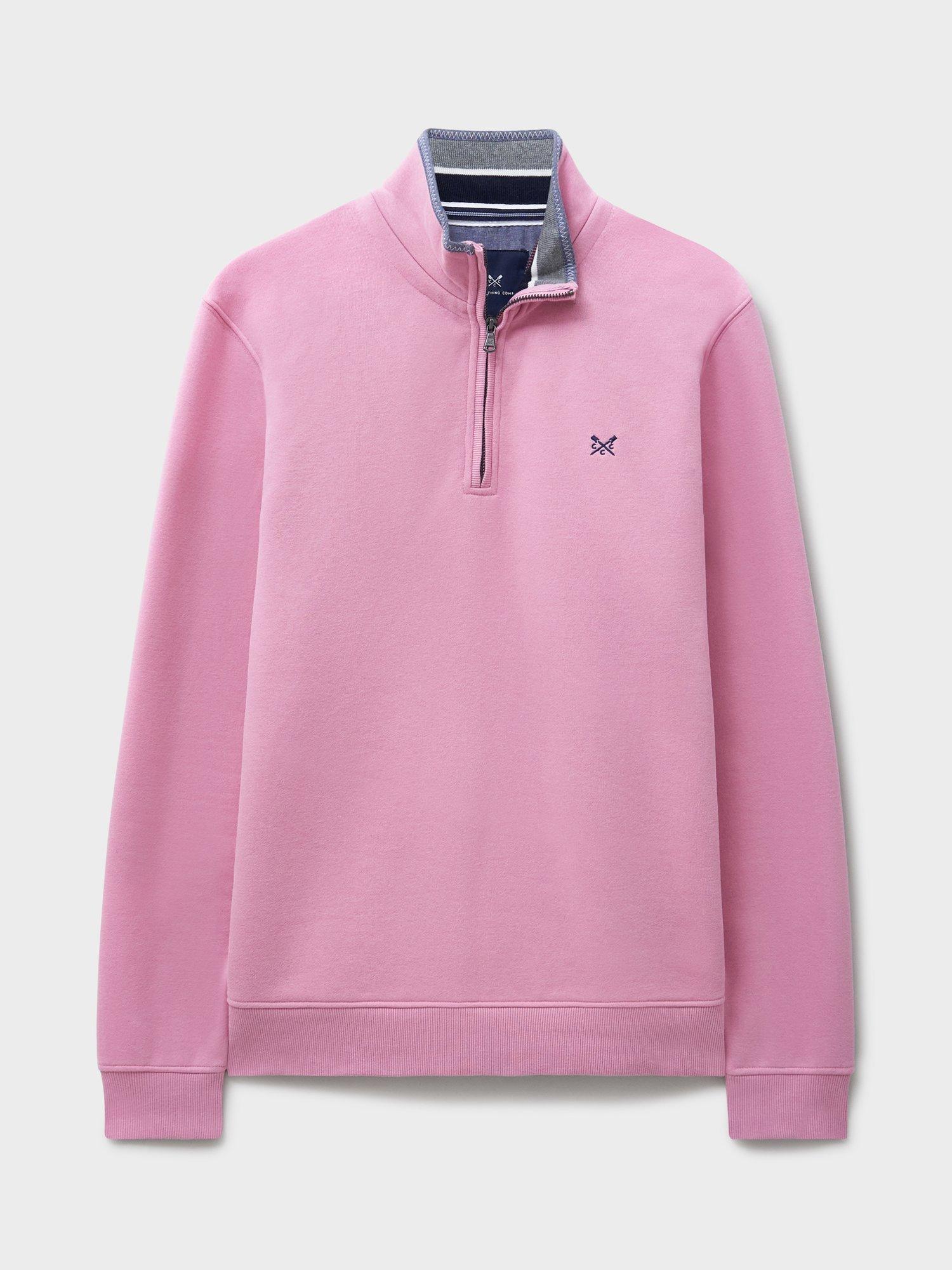 Product image 5 of 5, which shows Crew Clothing Cotton Blend Half-Zip Jumper, Rose, XS