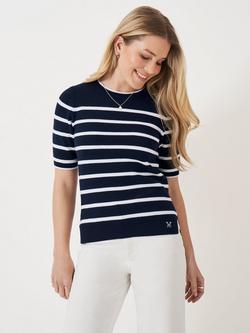 Crew Clothing Stripe Knit Top, Navy/White, Navy/White