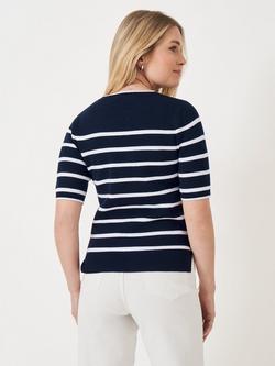 Crew Clothing Stripe Knit Top, Navy/White - view 2, Navy/White
