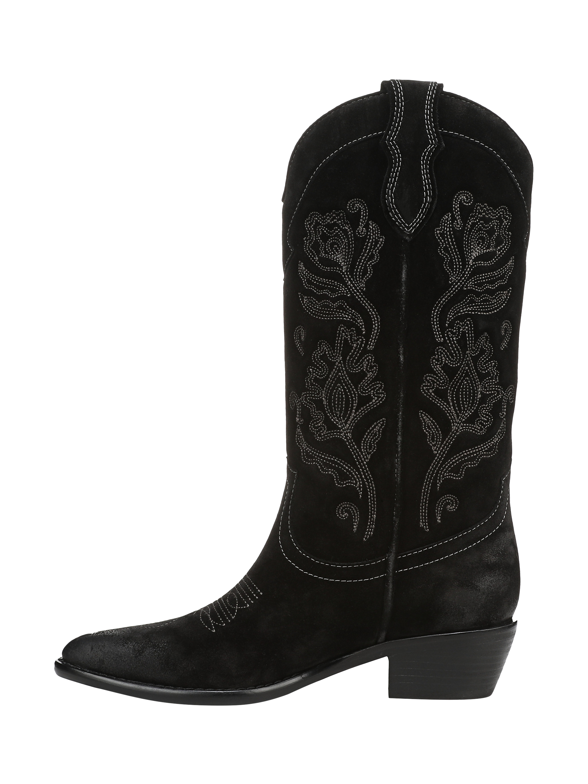 Product image 2 of 6, which shows Sam Edelman Rue Suede Cowboy Boots, Black, 3