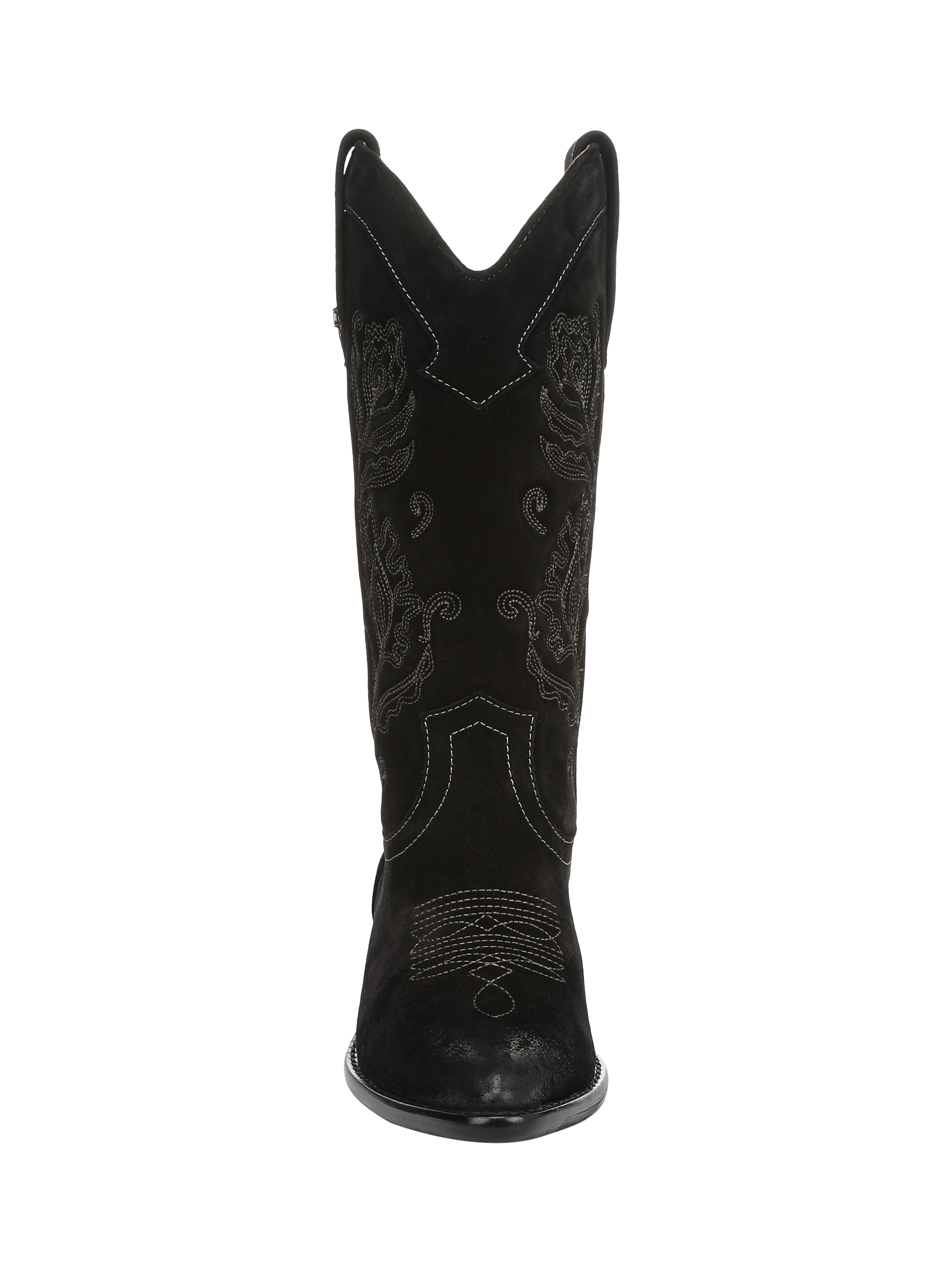 Product image 3 of 6, which shows Sam Edelman Rue Suede Cowboy Boots, Black, 3