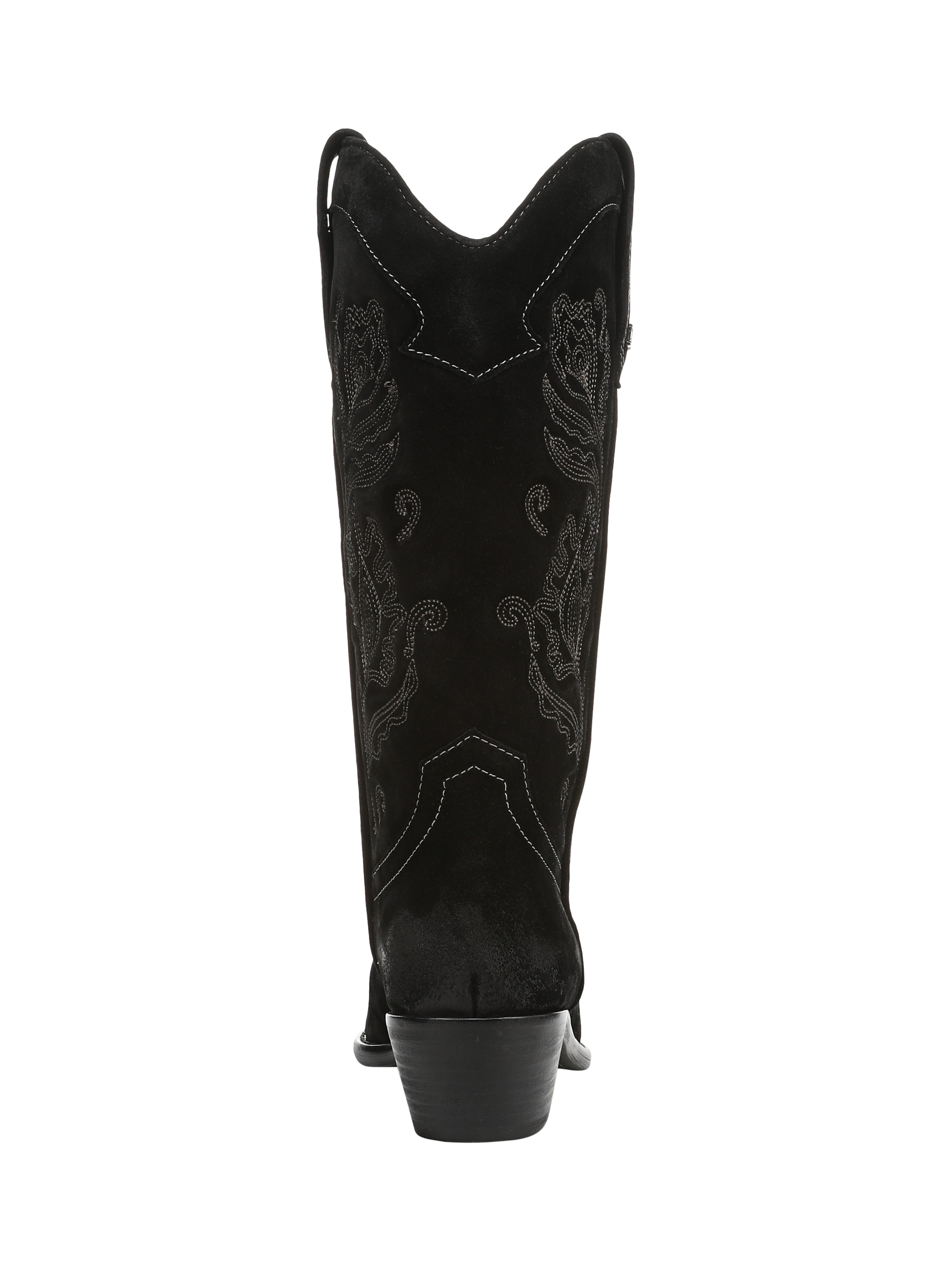 Product image 4 of 6, which shows Sam Edelman Rue Suede Cowboy Boots, Black, 3