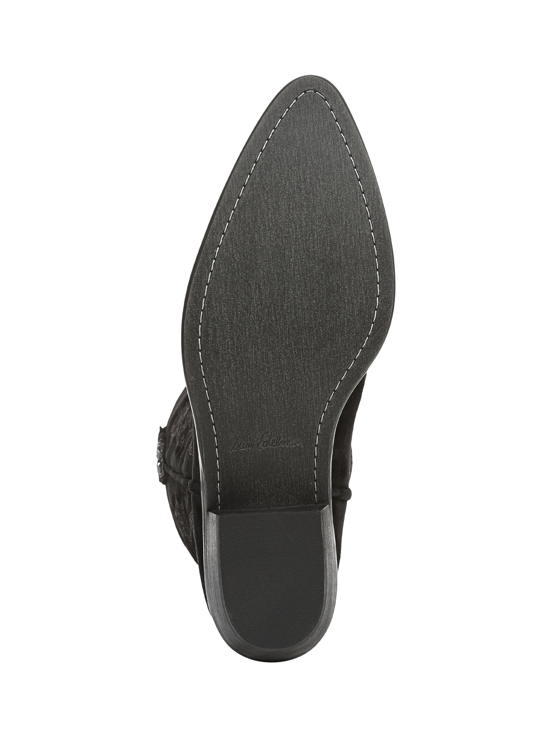 Product image 6 of 6, which shows Sam Edelman Rue Suede Cowboy Boots, Black, 3