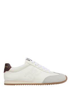 Sam Edelman Isella 2 Leather Lace Up Trainers, Optic White/Plum, Optic White/Plum