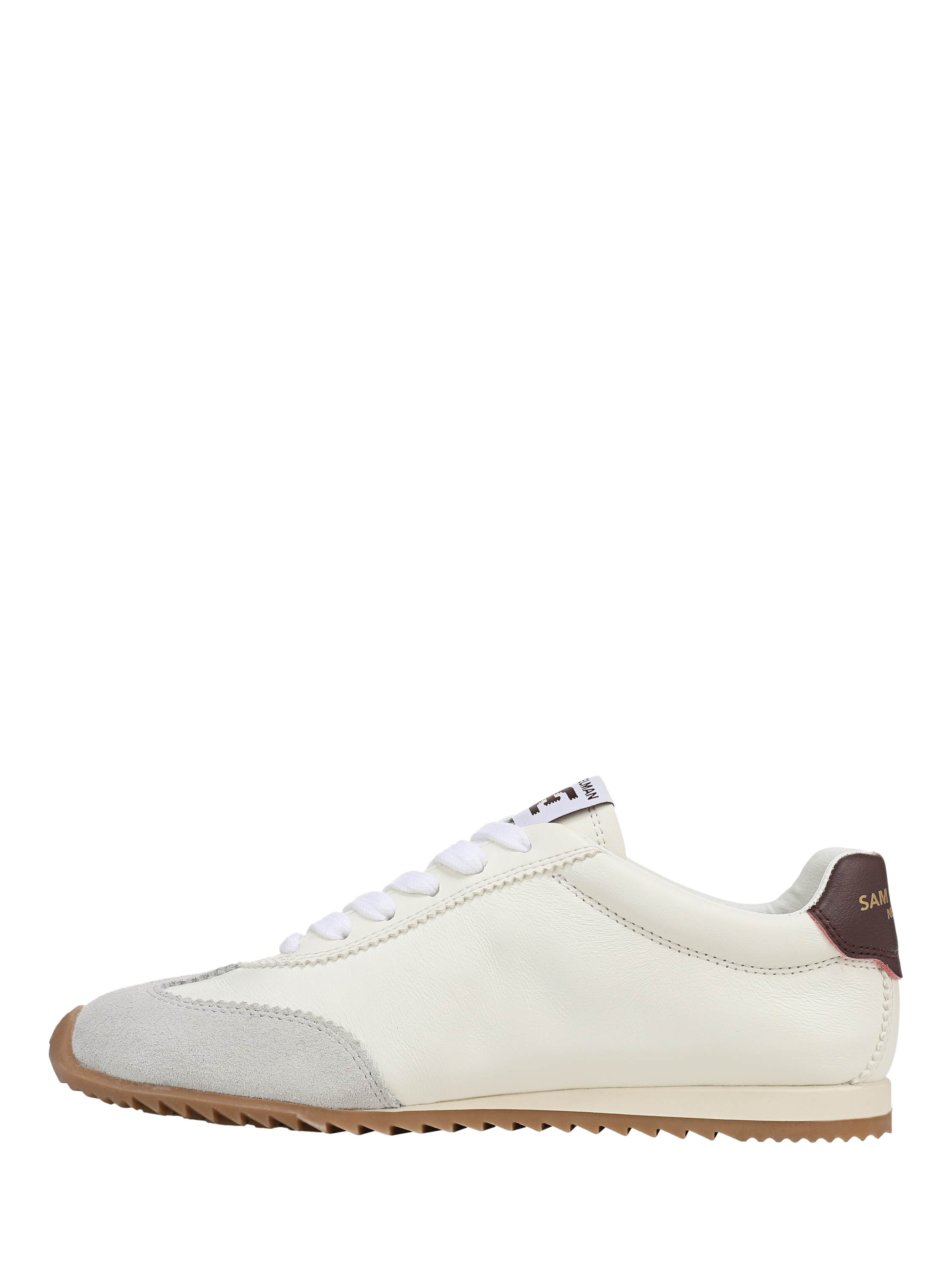 Product image 2 of 6, which shows Sam Edelman Isella 2 Leather Lace Up Trainers, Optic White/Plum Win, 3