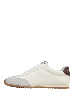 Sam Edelman Isella 2 Leather Lace Up Trainers, Optic White/Plum - view 2, Optic White/Plum