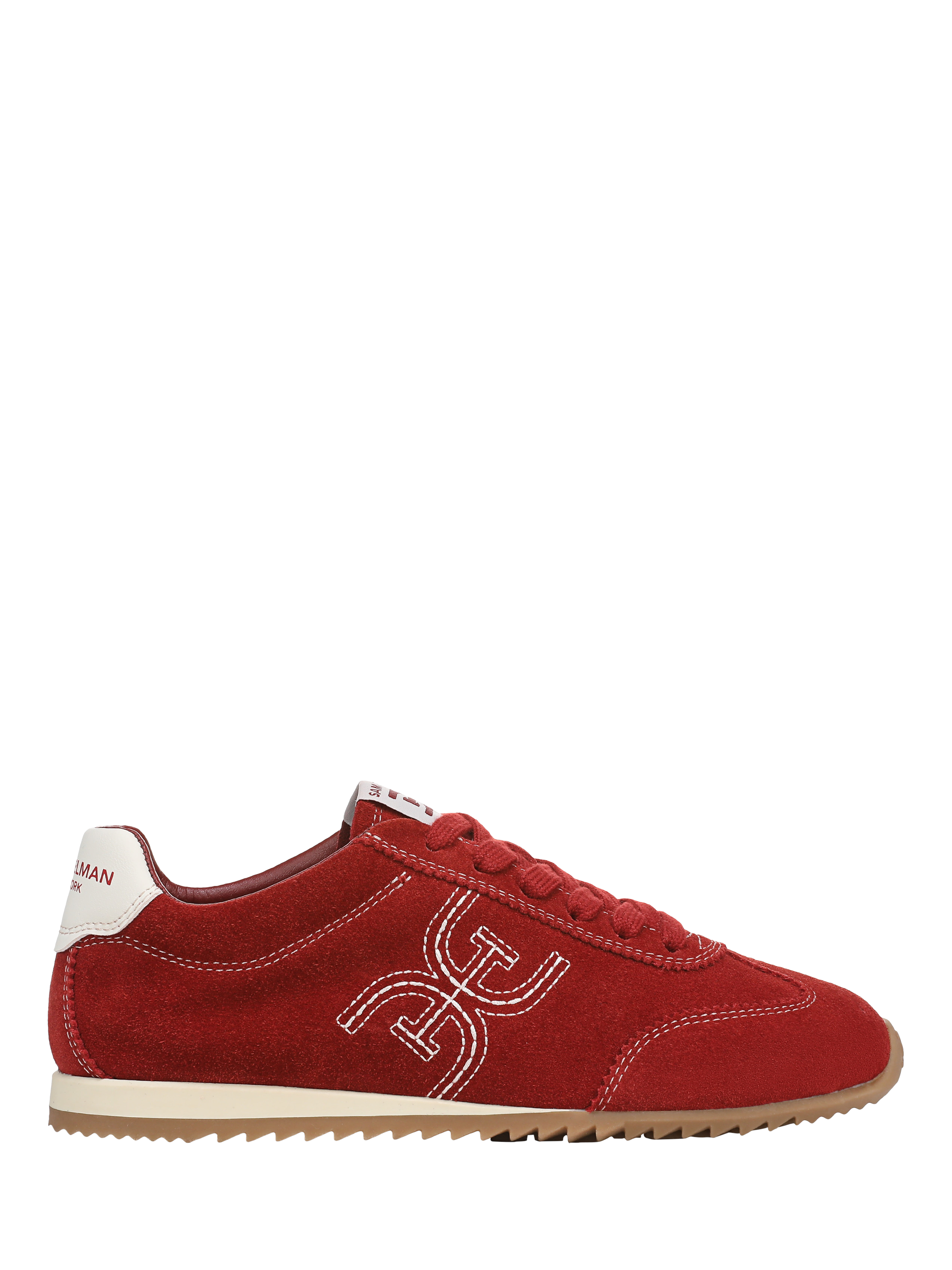 Product image 1 of 6, which shows Sam Edelman Isella Suede Lace Up Trainers, Deep Scarlet, 3